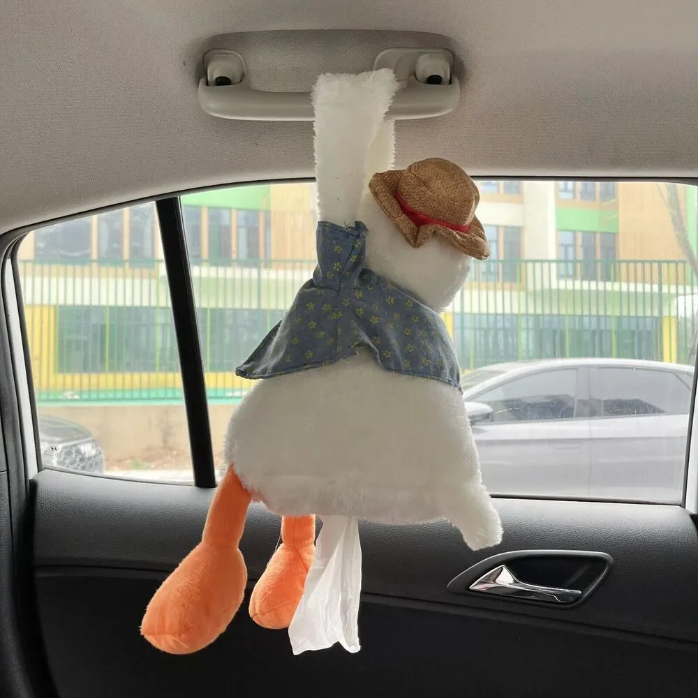 Unique Plush Cartoon Tissue Holder Duck Butt Car Tissue Box Storage